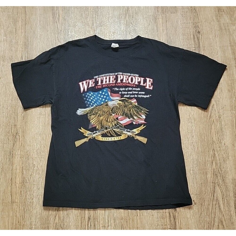 Keya USA Patriotic T-Shirt ~ Sz L ~ Black  ~ Short Sleeve